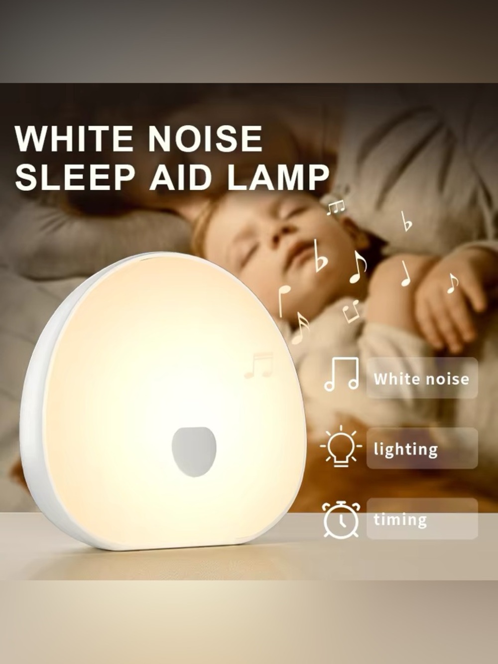 Sleep White Noise Touchable Rechargeable LED Night Light Relaxing Audio & Sleep
